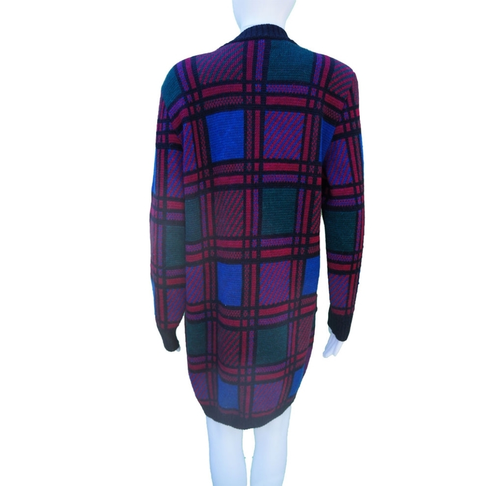 Vintage Celine Paris Plaid Long Cardigan - Picture 2 of 9